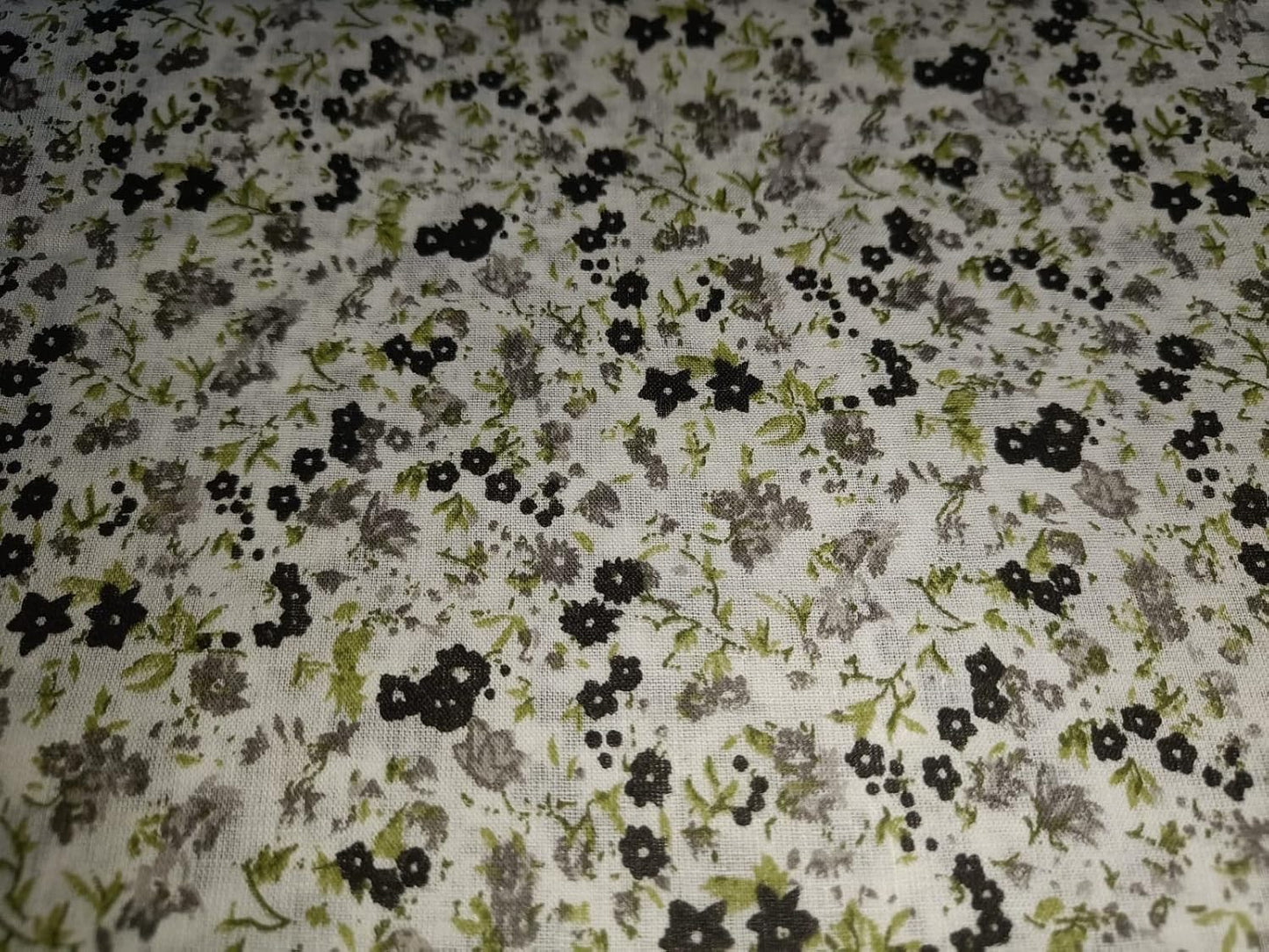100% Cotton Mull Fabric Floral Grey Print 44" Wide