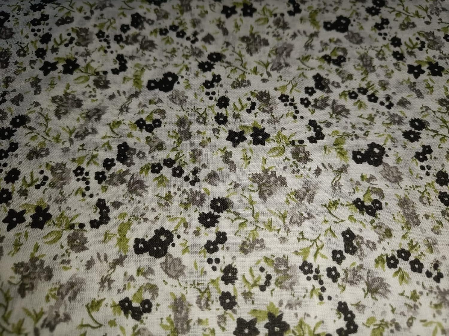 100% Cotton Mull Fabric Floral Grey Print 44" Wide