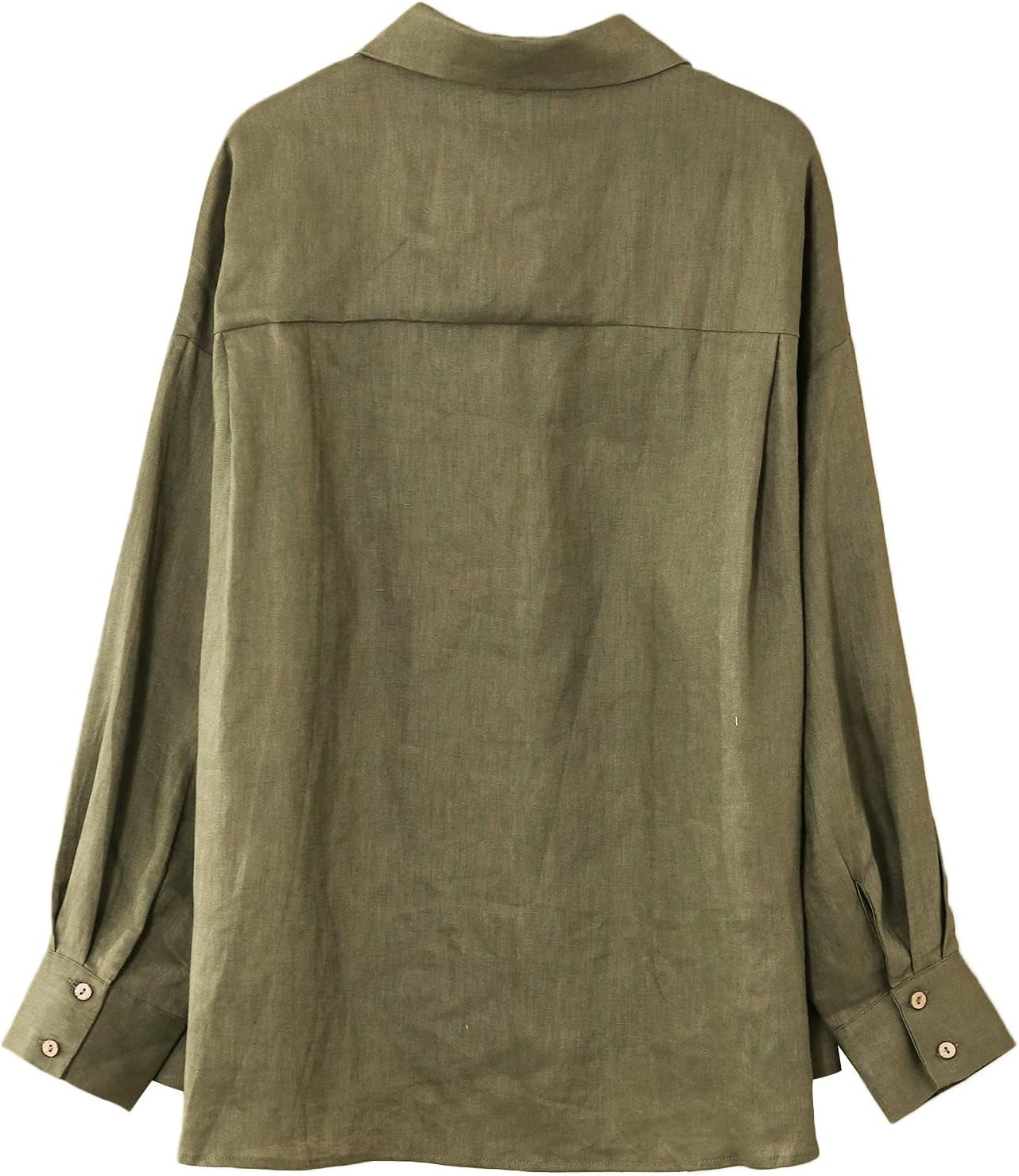 Womens 100% Linen Long Sleeves Button down Shirt Summer Casual Tops with Pocket