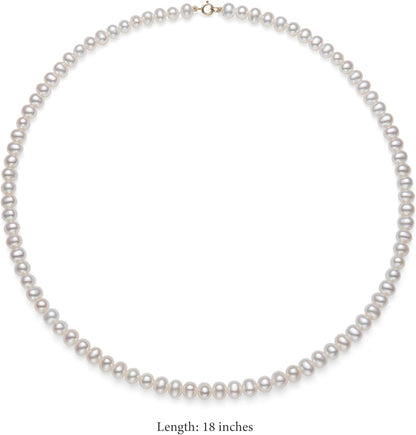 14K Gold Freshwater Pearl 18" Necklace Bracelet Stud Earrings Set for Women | Jewelry for Her | Gift Box Included