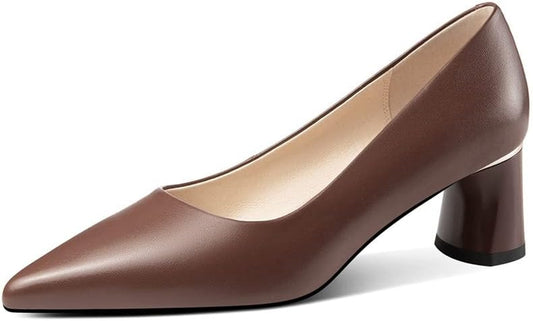 Genuine Leather Pointed Toe Handmade Cone Heels Women'S Pumps Shoes