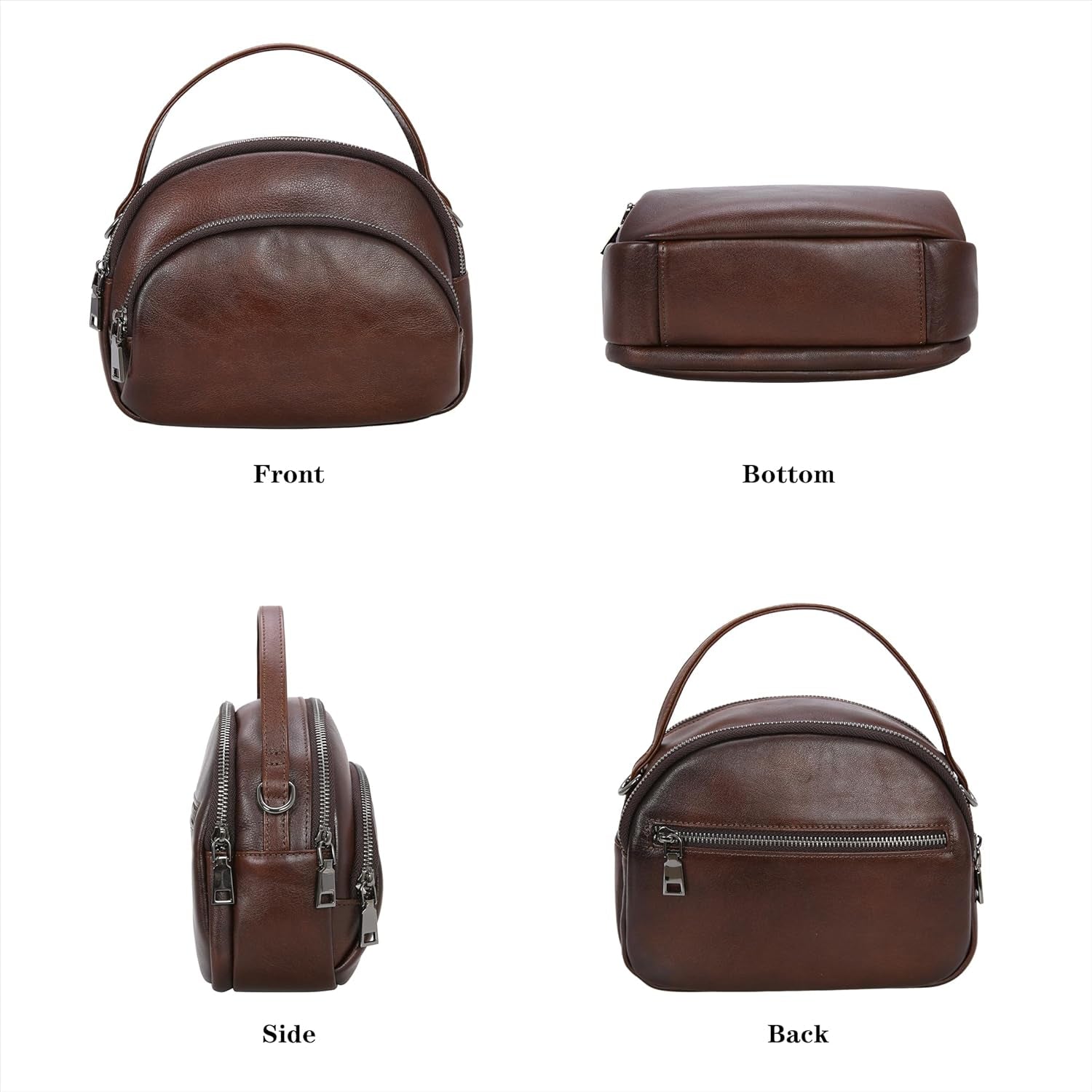 Genuine Leather Crossbody Bags Leather Purses for Women Vintage Small Shoulder Handbags with Multi-Pockets