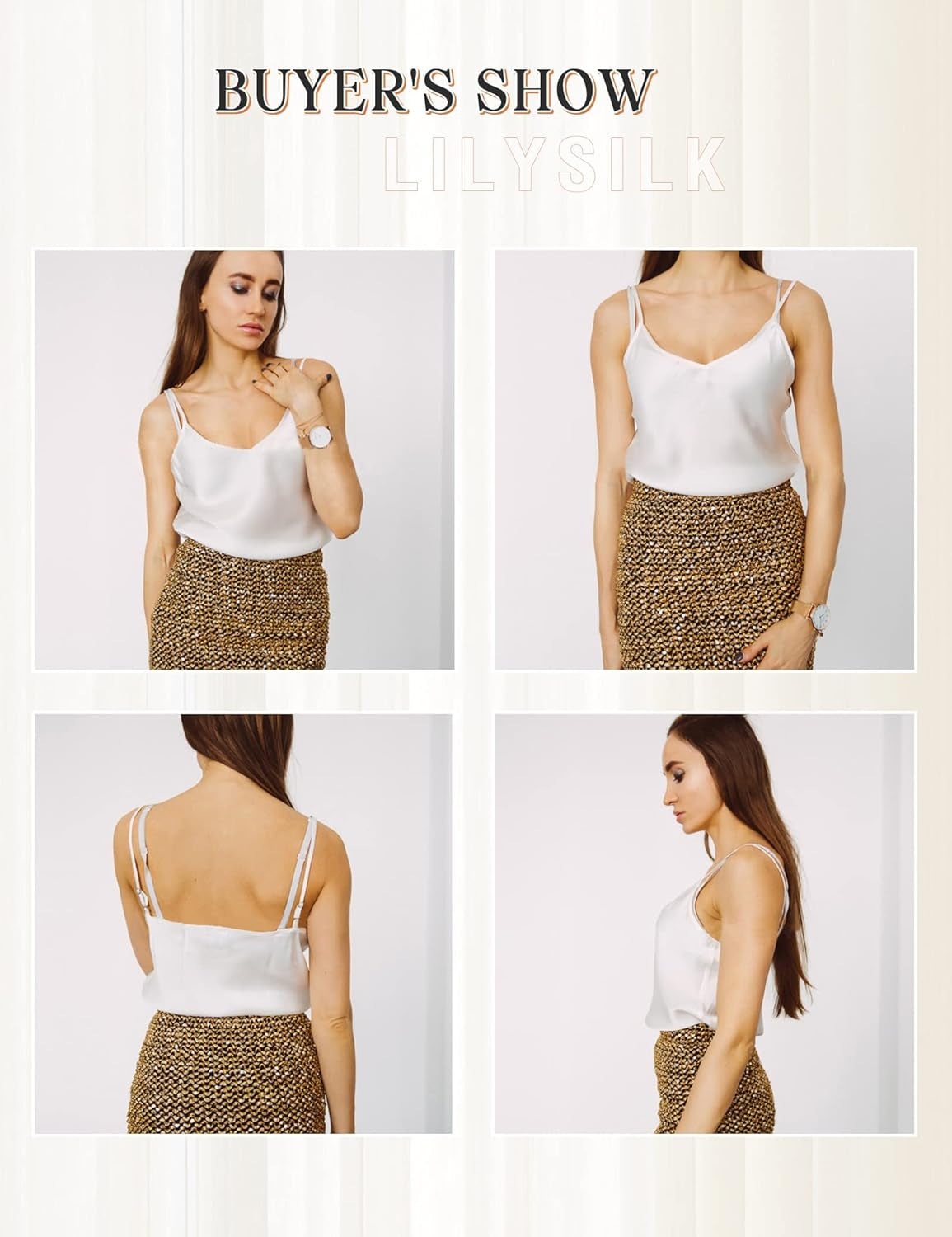 Womens Silk Camisole 100% 19MM Mulberry Silk Basic Tank Tops Summer Casual Classic Top Loose