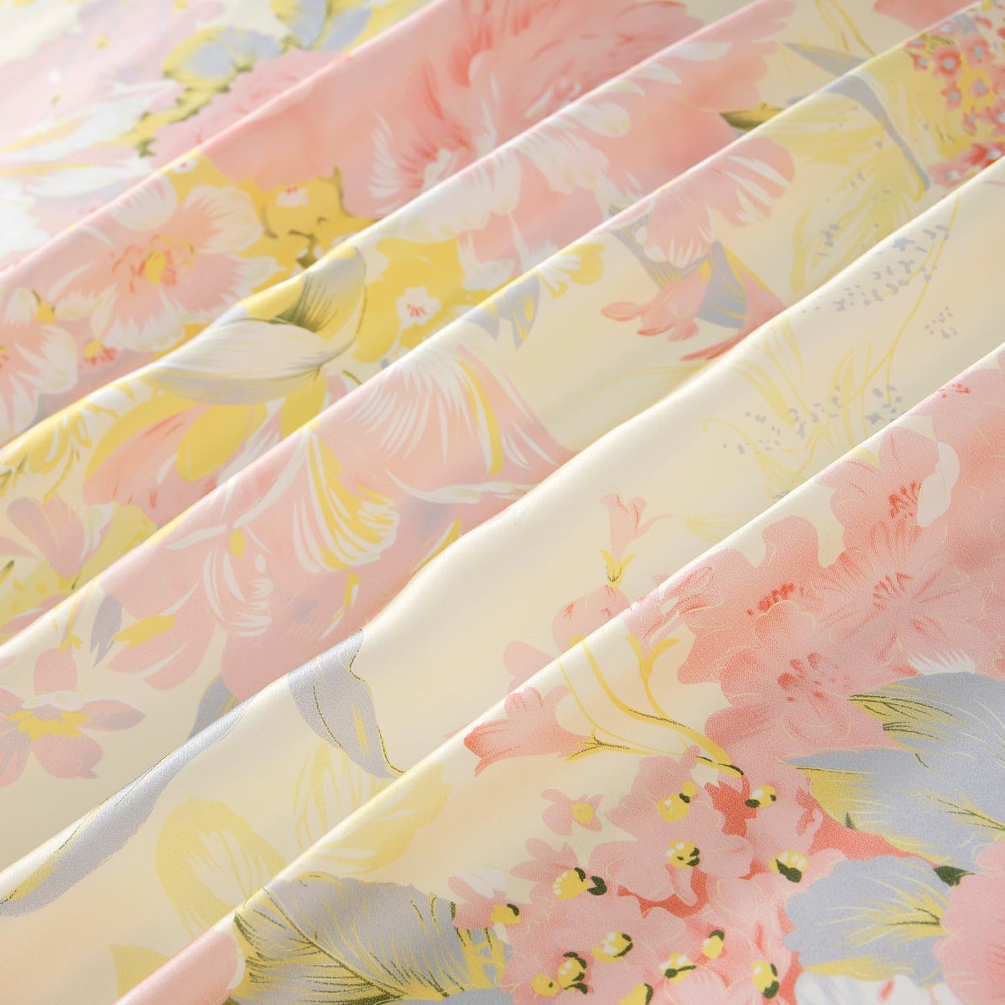 100% Pure Mulberry Silk Charmuse Floral Fabric 45 Wide for Bedding Dress by the Yard or by Half Yard (Sold by Half a Yard, 10)